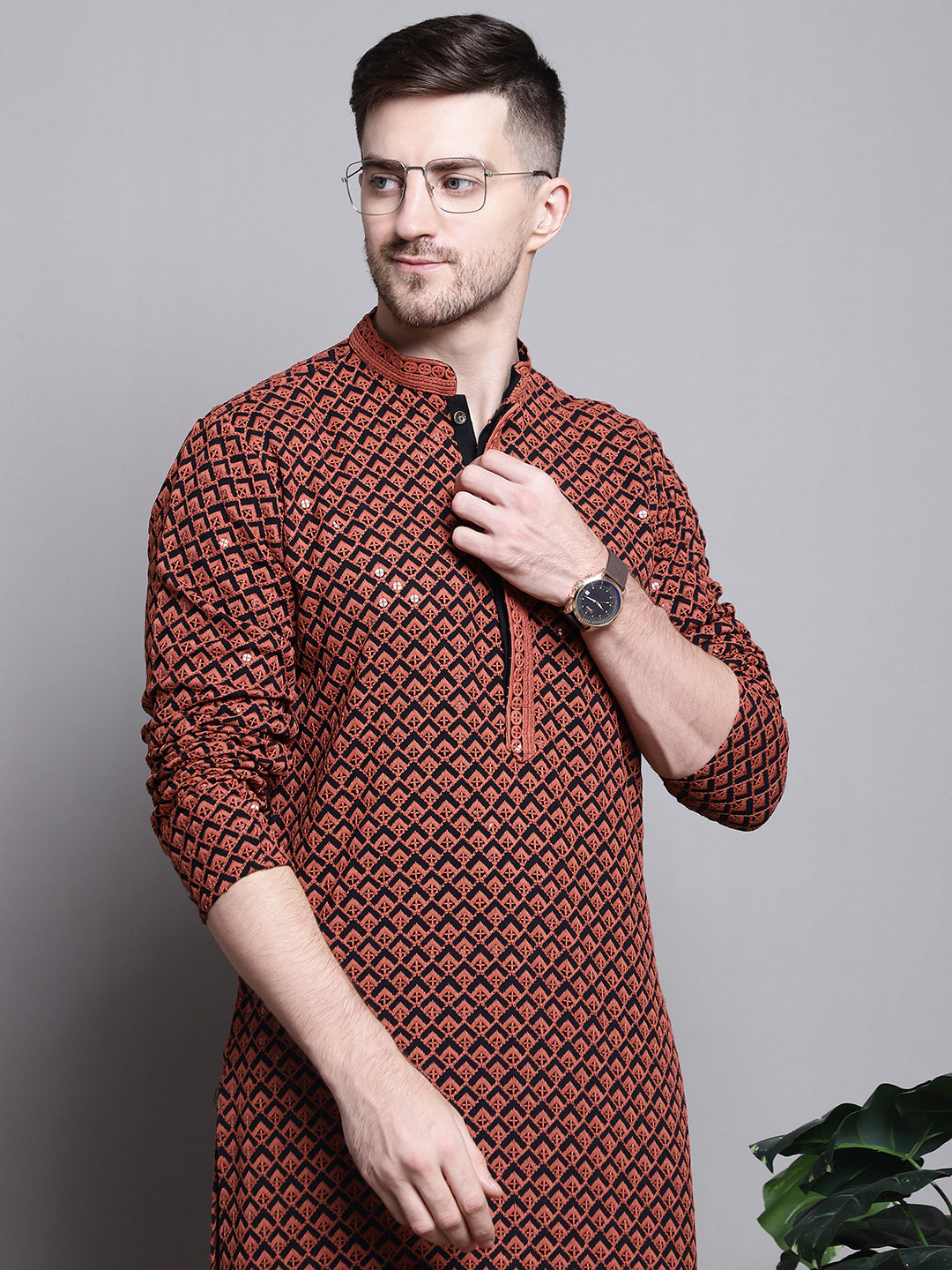 Sequin Embroidered Pure Cotton Kurta With Pyjamas
