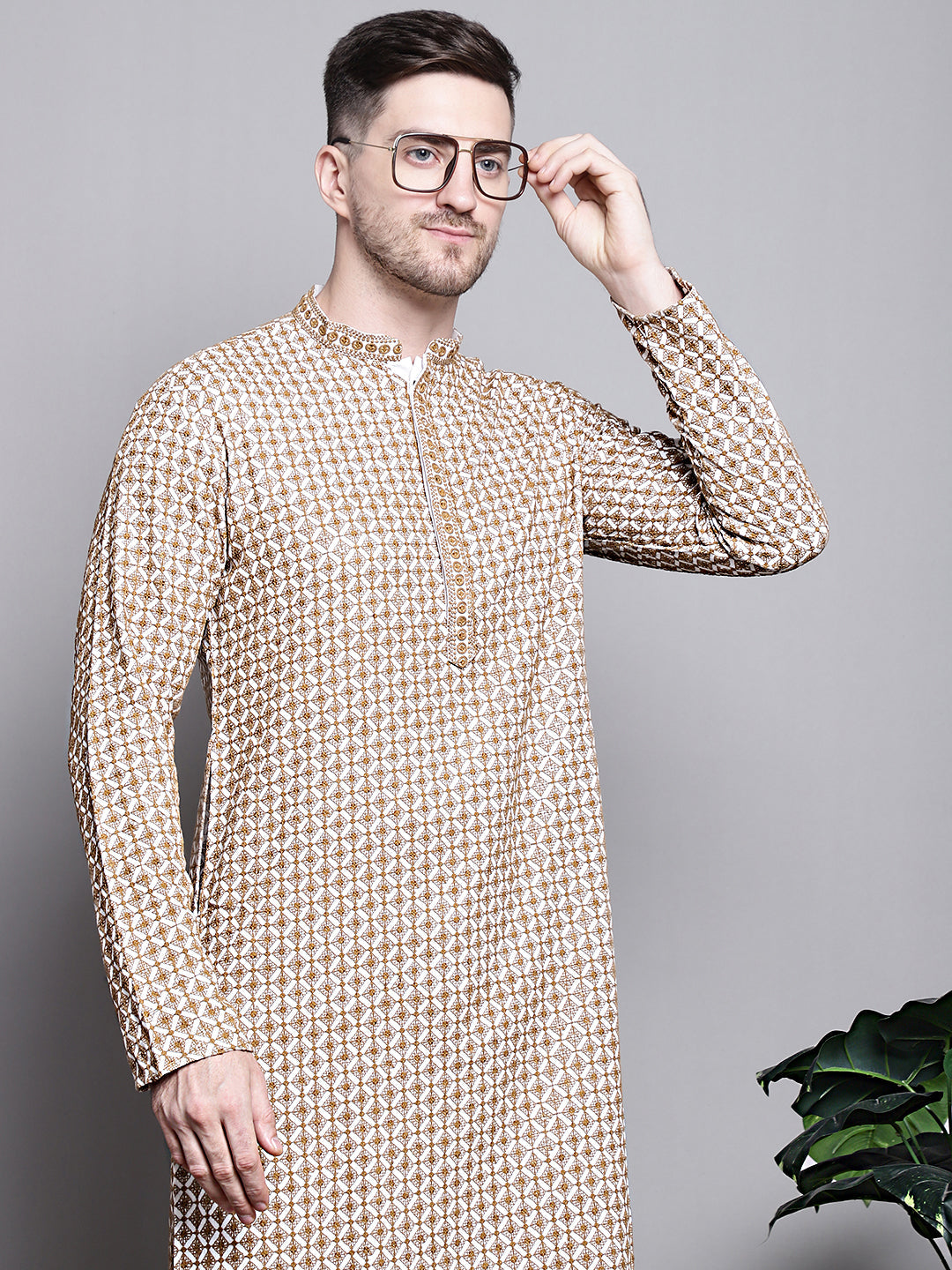 Sequin Embroidered Pure Cotton Kurta With Pyjamas