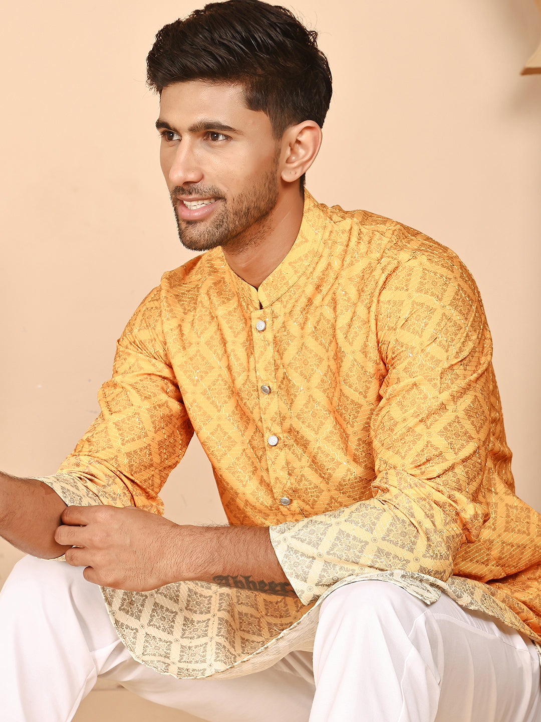 Ombre Printed Kurta Pyjama Set For Men
