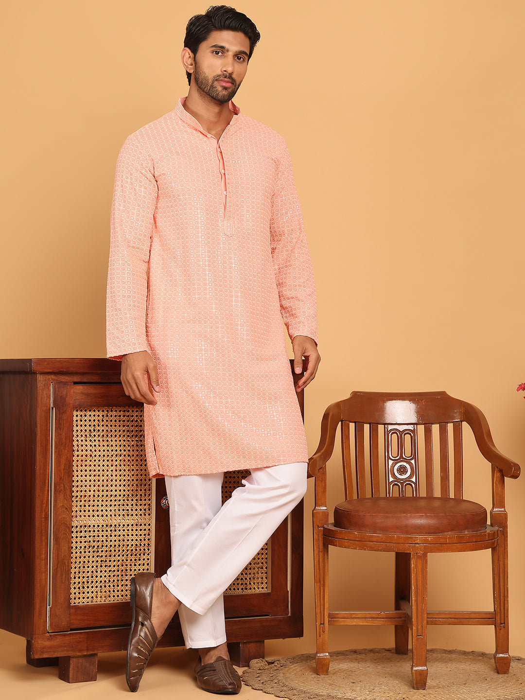 Embroidered & Sequence Kurta Pyjama For Men