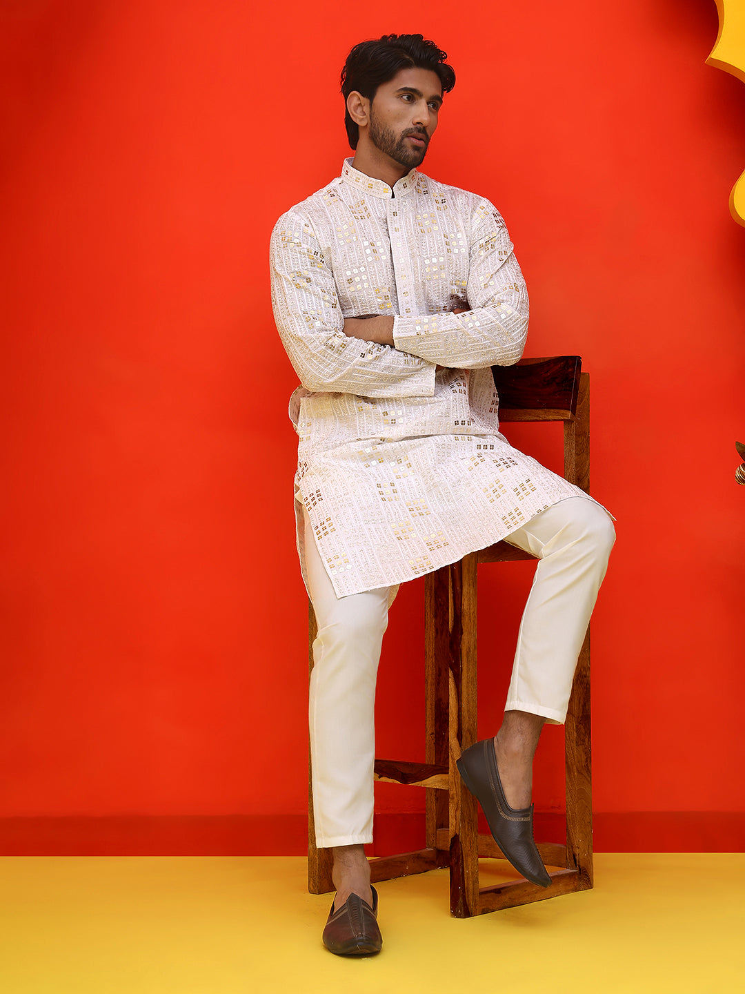 Embroidered & Sequins Kurta Pyjama