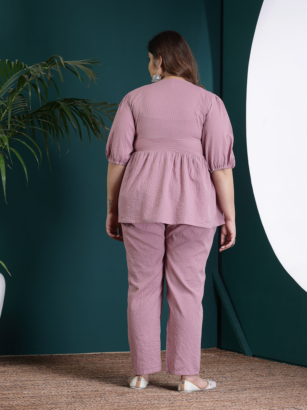 Plus Size Self Woven Kantha Cotton Co-Ord Set (Pre-Order)