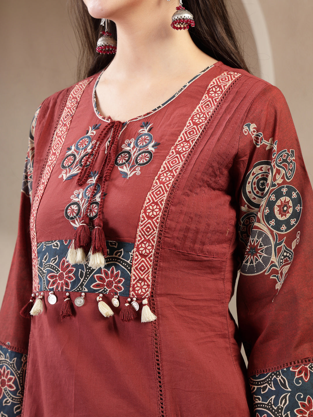Rayon Calf Length Solid 3/4 Sleeve Round Neck Straight Kurta Suit Set With Dupatta (Pre-Order)