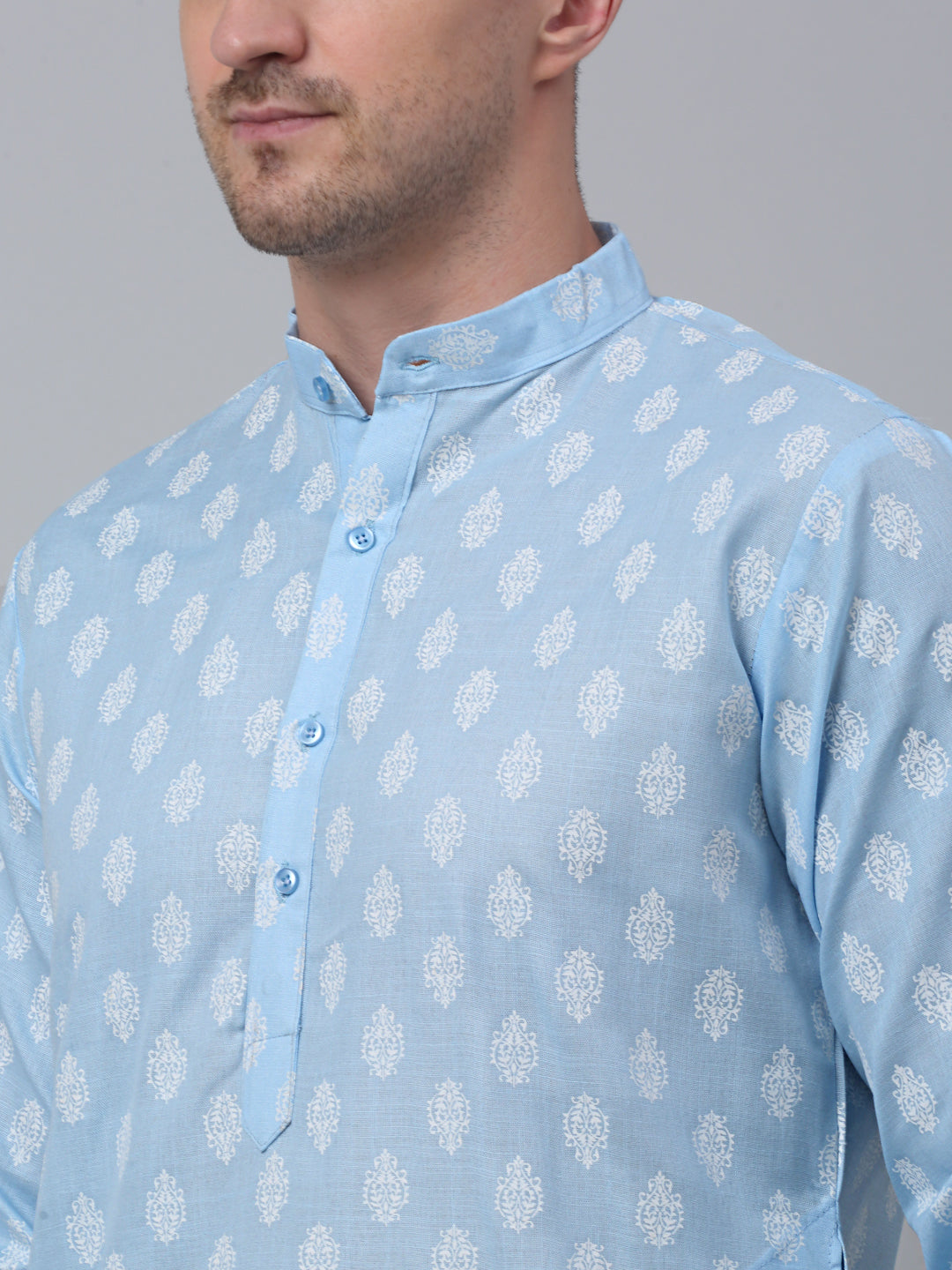 Floral Printed Kurta With Churidar For Men