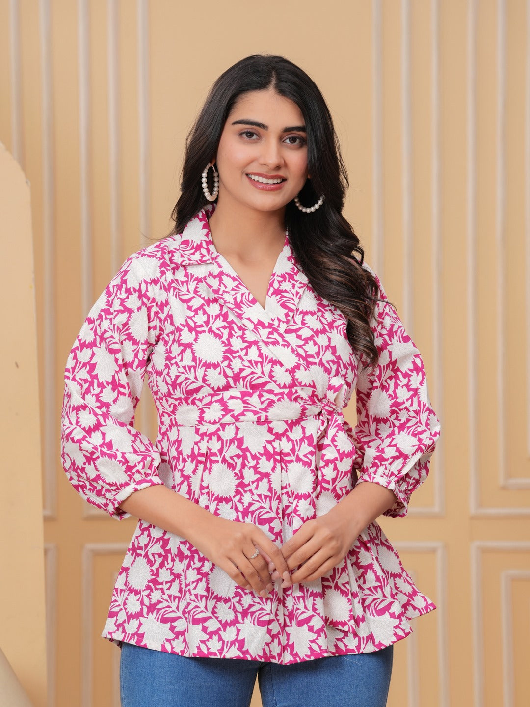 Pink Floral Print Top