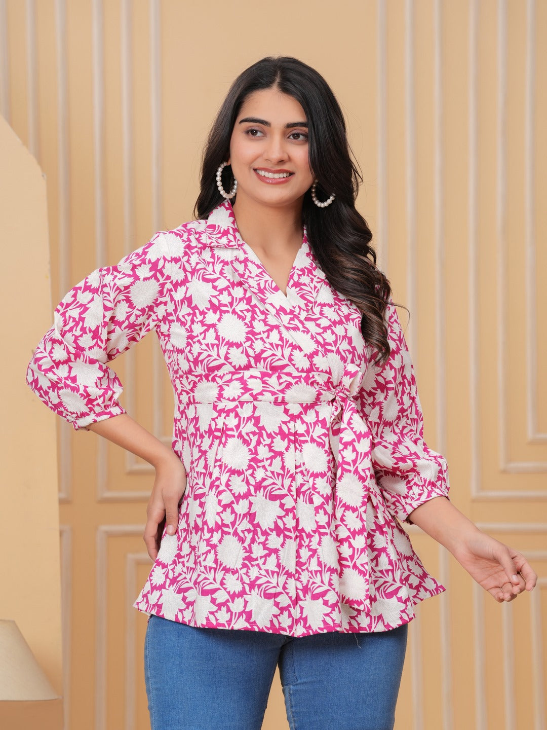 Pink Floral Print Top