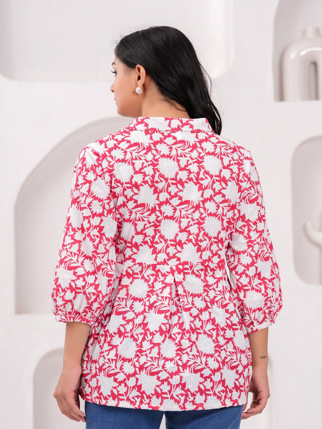 Red Cotton Floral Top