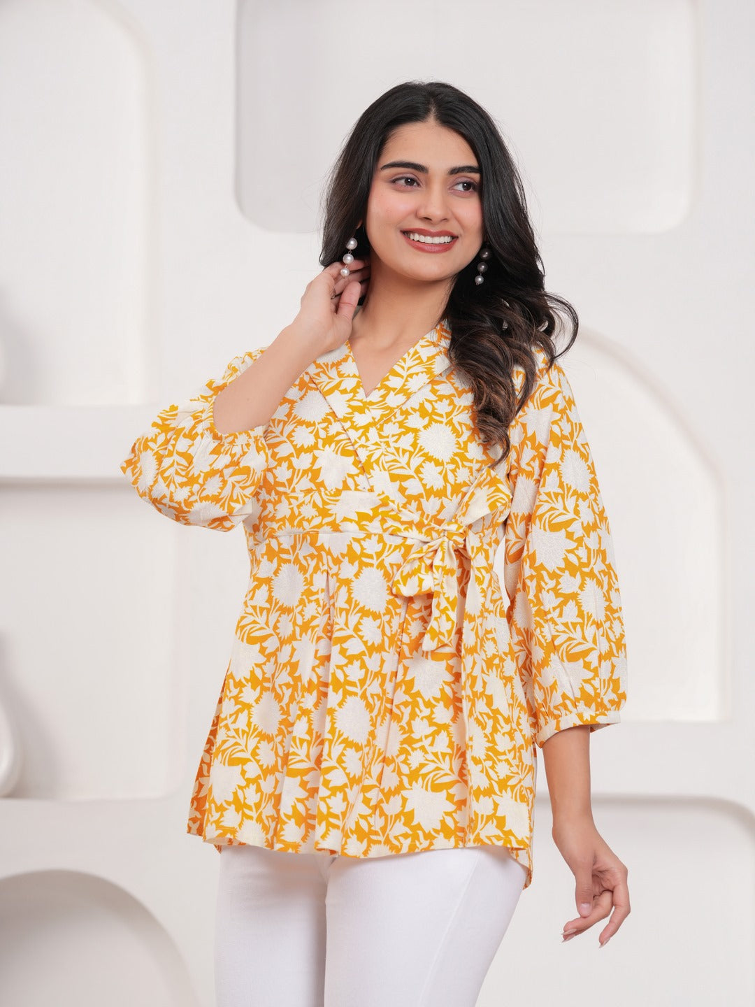 Yellow Floral Print Top