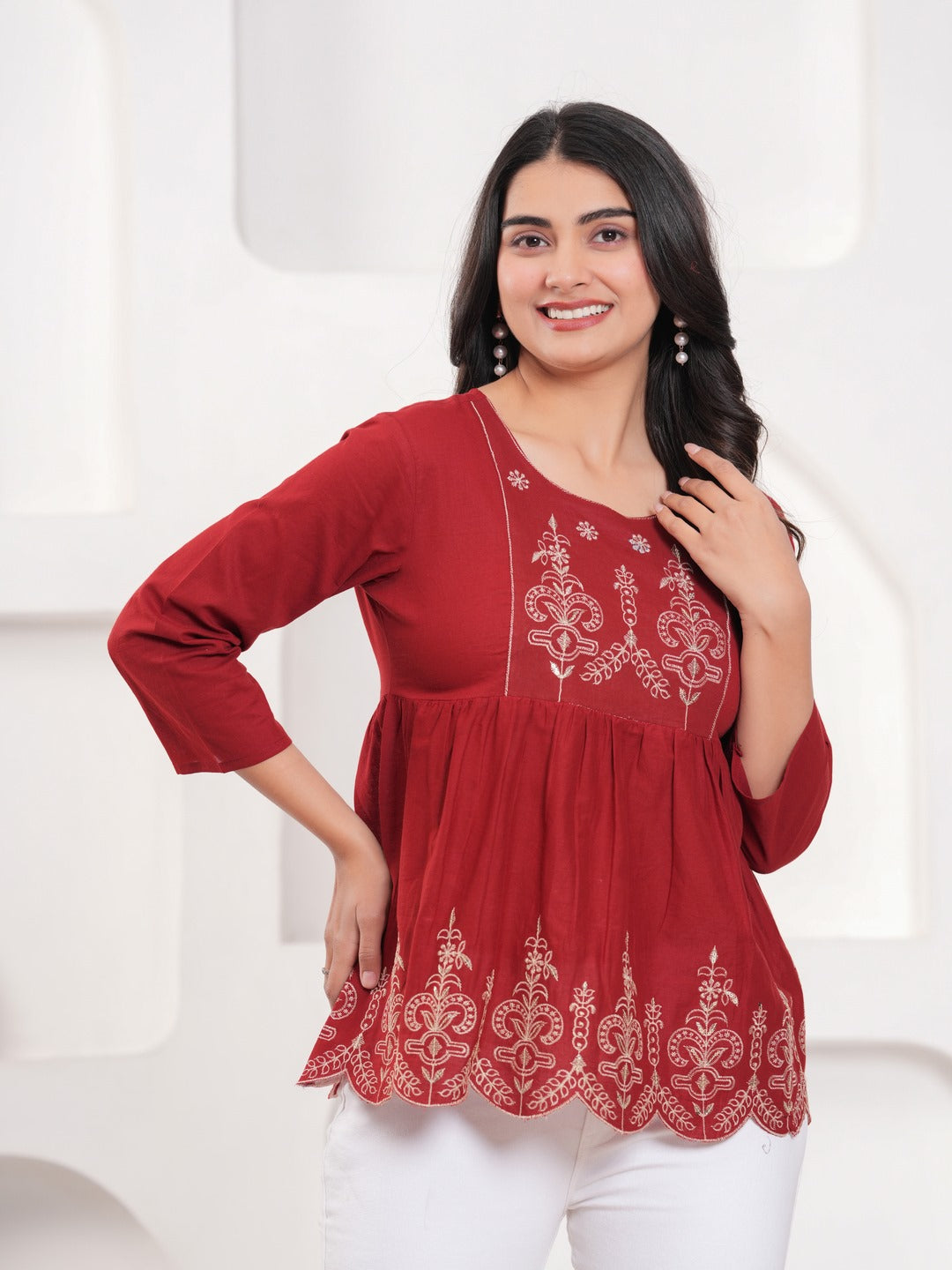 Red Floral Print Top