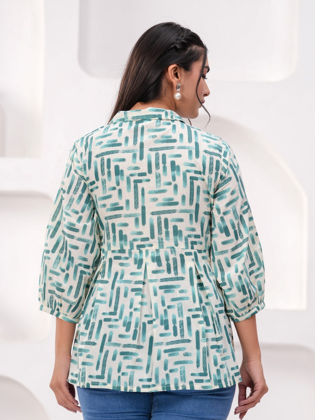 Blue Cotton Floral Top