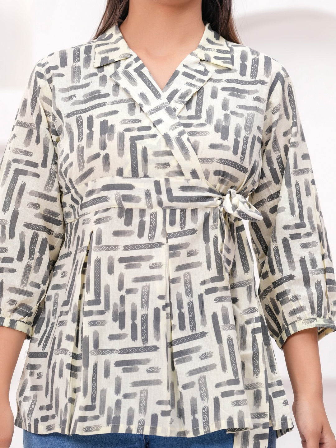 Off White Cotton Floral Top