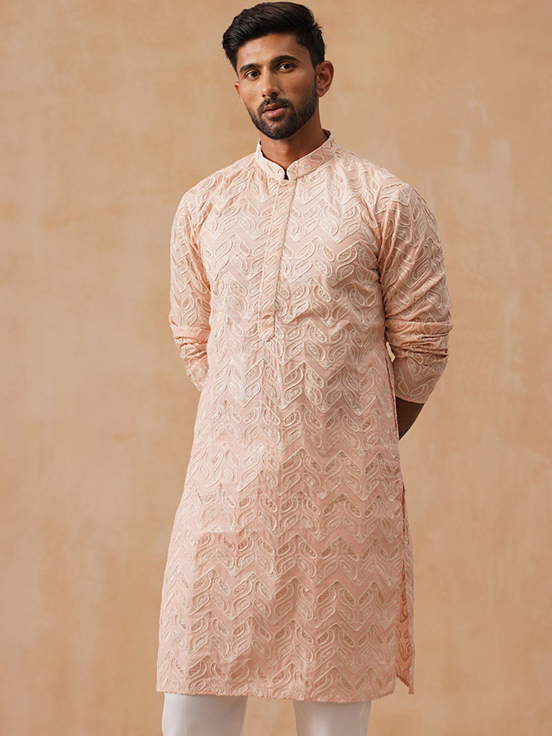 Silk Blend Embroidered Kurta