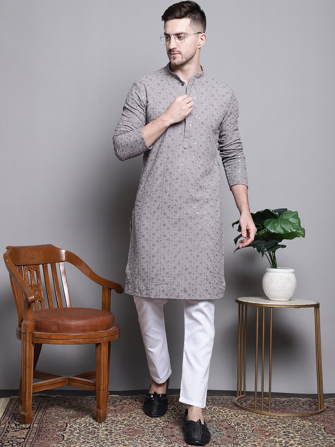 Sequin Embroidered Pure Cotton Kurtas