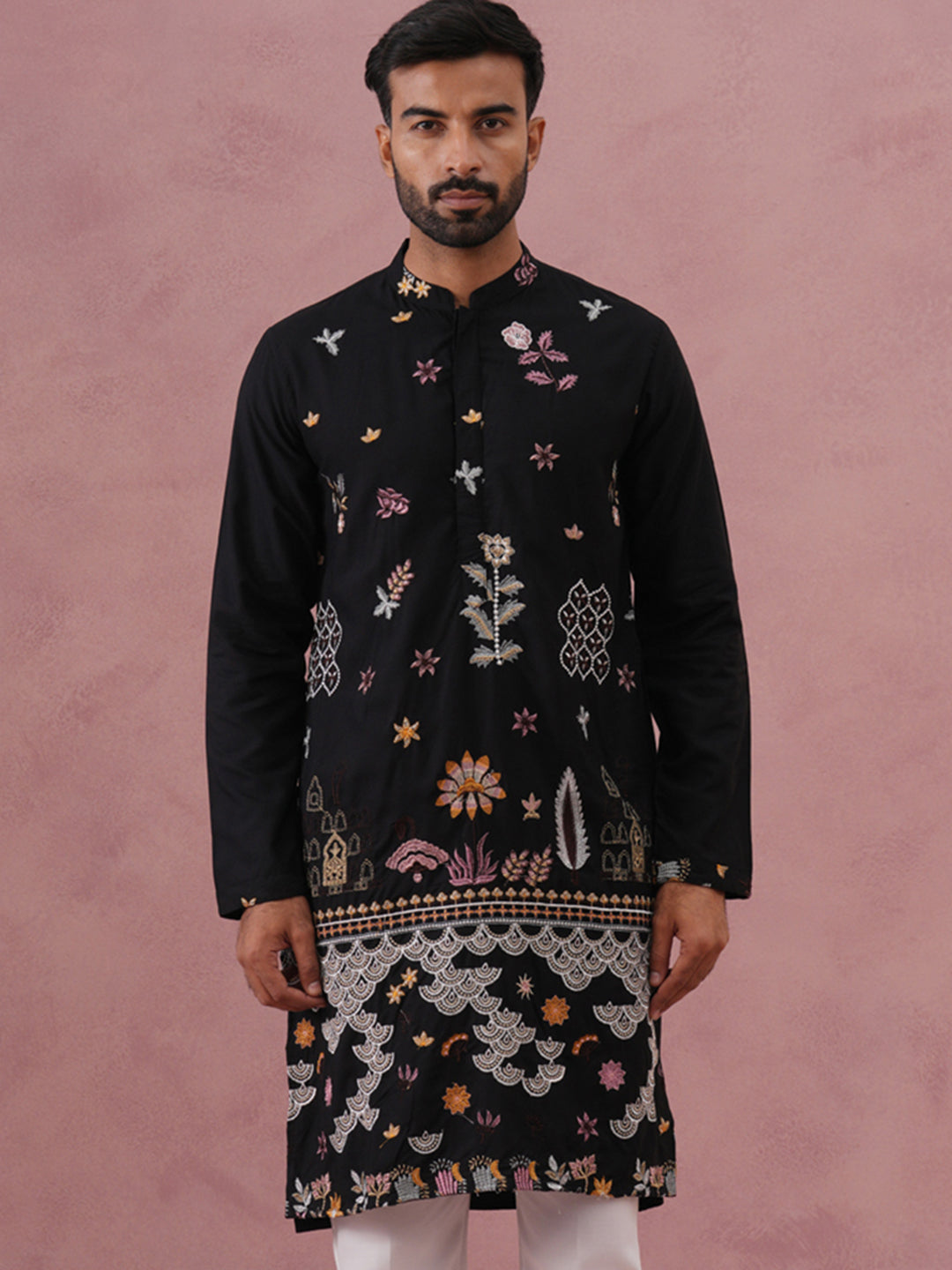 Floral Embroidered And Sequins Kurta
