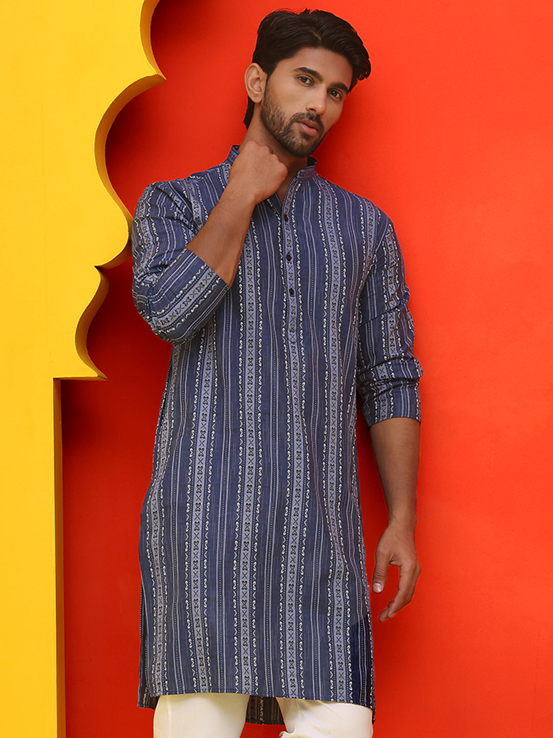 Self Design Straight Kurta For Men.