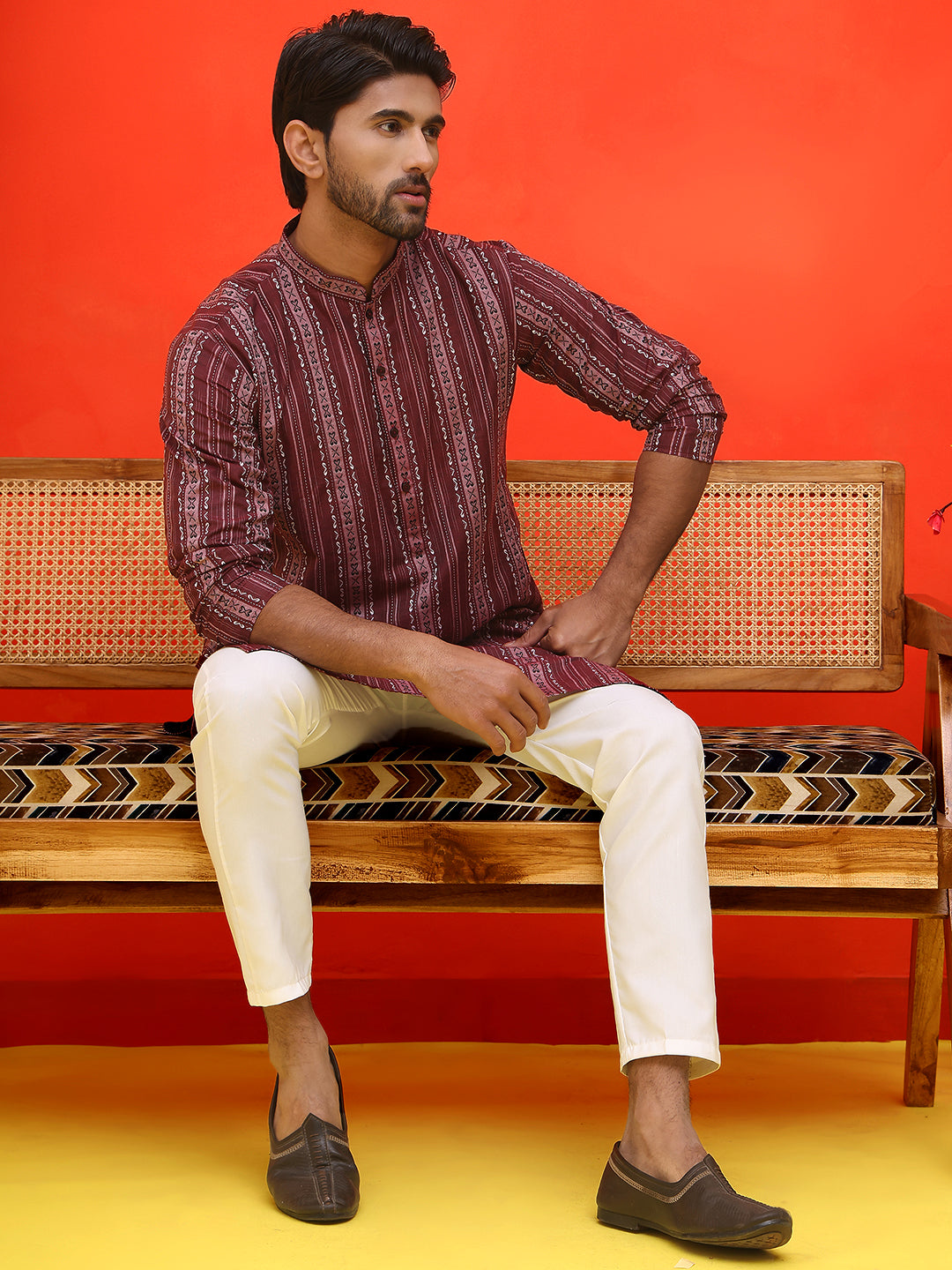 Self Design Straight Kurta For Men.
