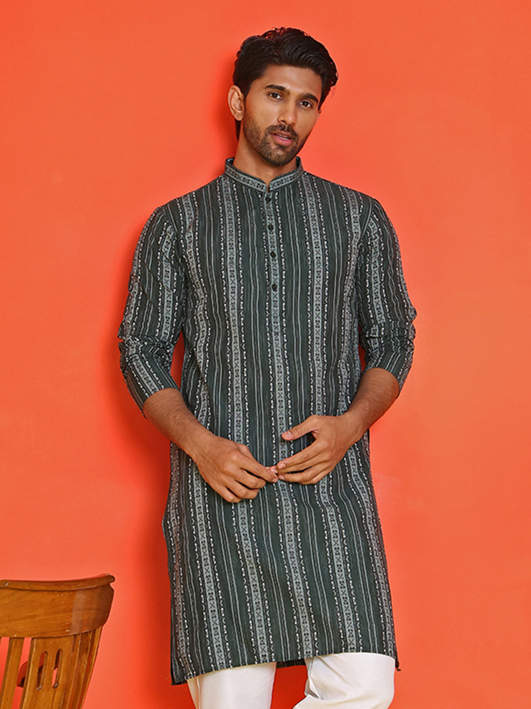 Self Design Straight Kurta For Men.