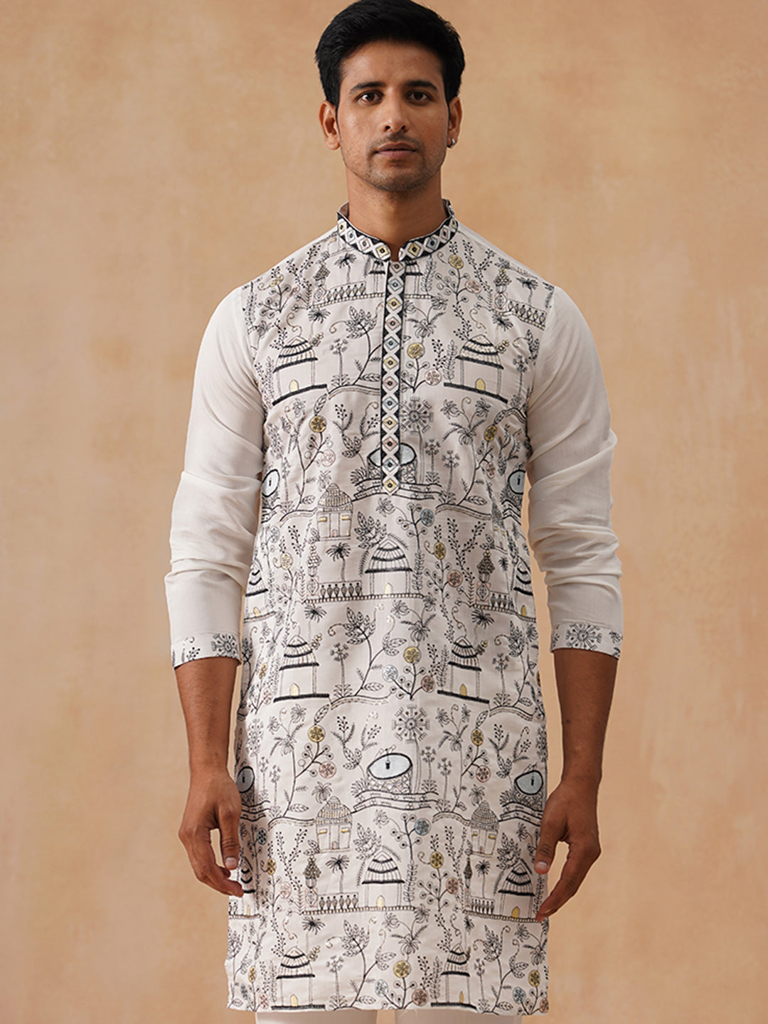 Silk Blend Embroidered Kurta
