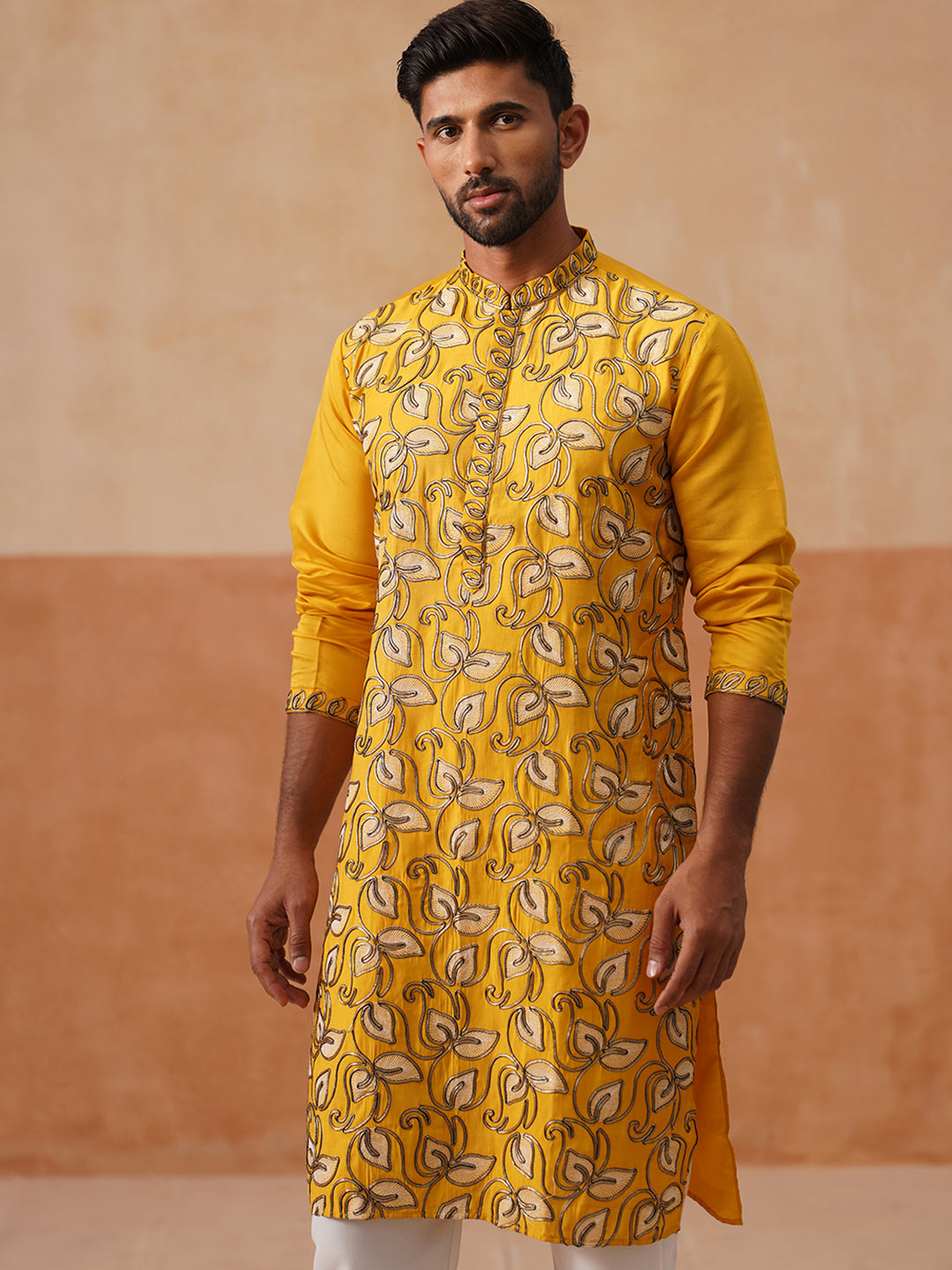 Silk Blend Embroidered Kurta