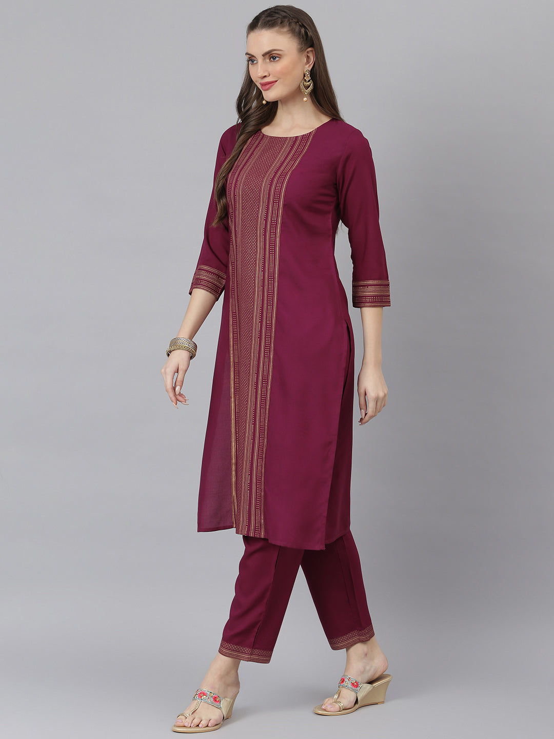 Women Striped Print Rayon Straight Kurta Pant Set (Pre-Order)