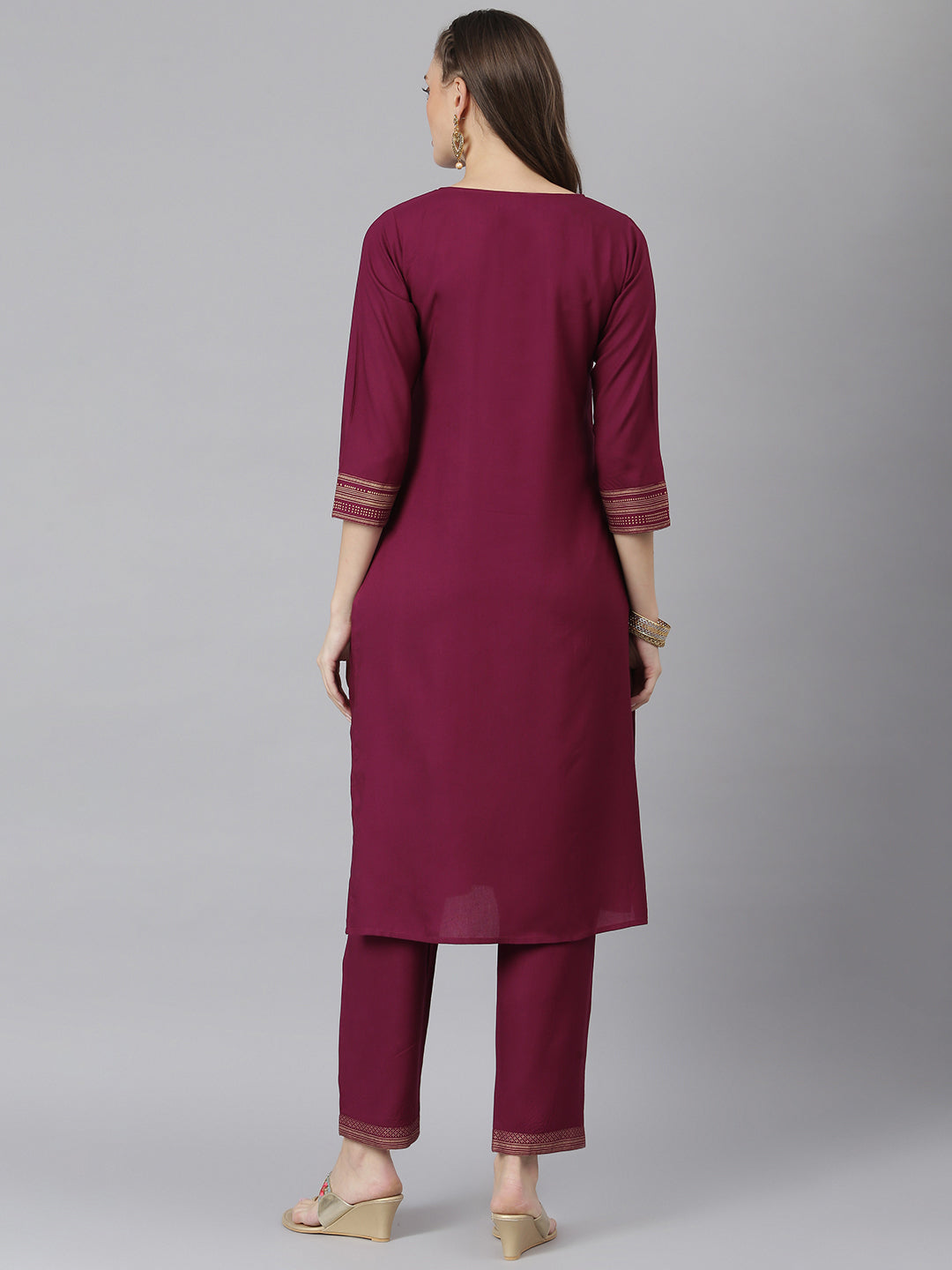 Women Striped Print Rayon Straight Kurta Pant Set (Pre-Order)