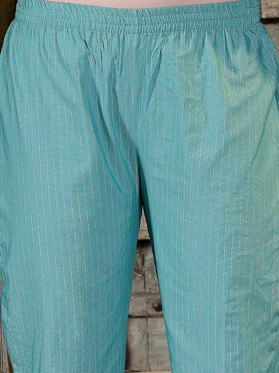Woven Designed Cotton Blend Straight Kurta Pant Dupatta Set