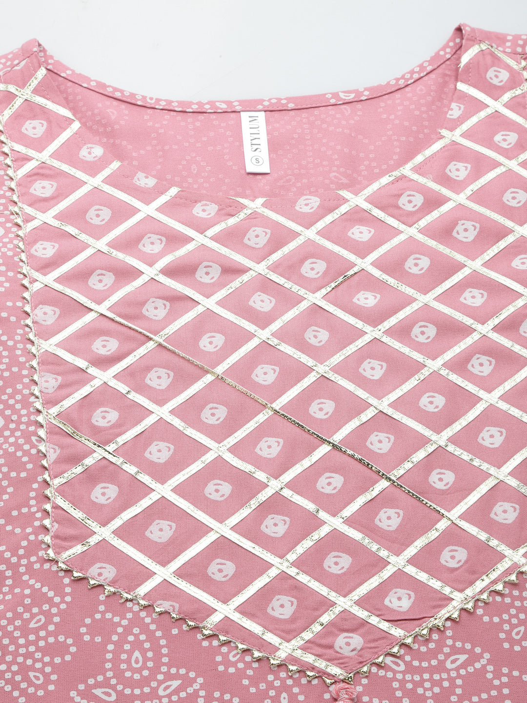 Bandhej Printed Rayon Kurta Pant Dupatta Set