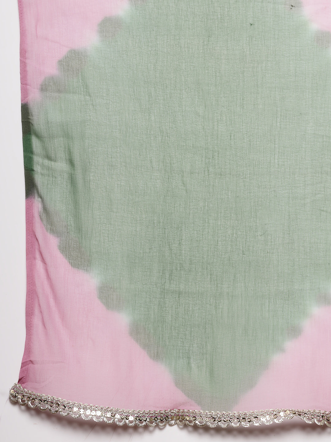 Green Floral Printed Katha Cotton Flared Kurta Sharara Dupatta Set