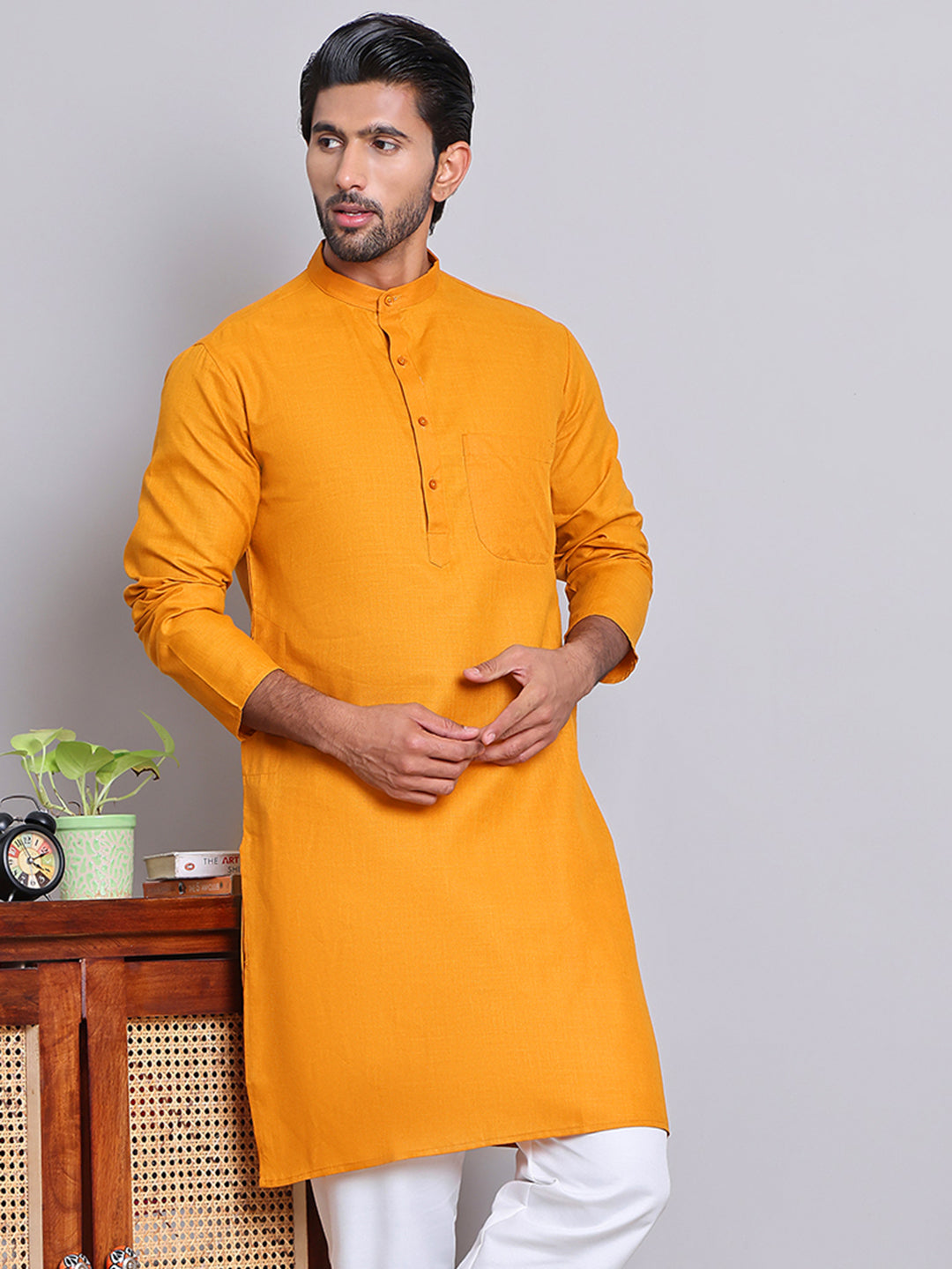 Solid Cotton Kurta For Men