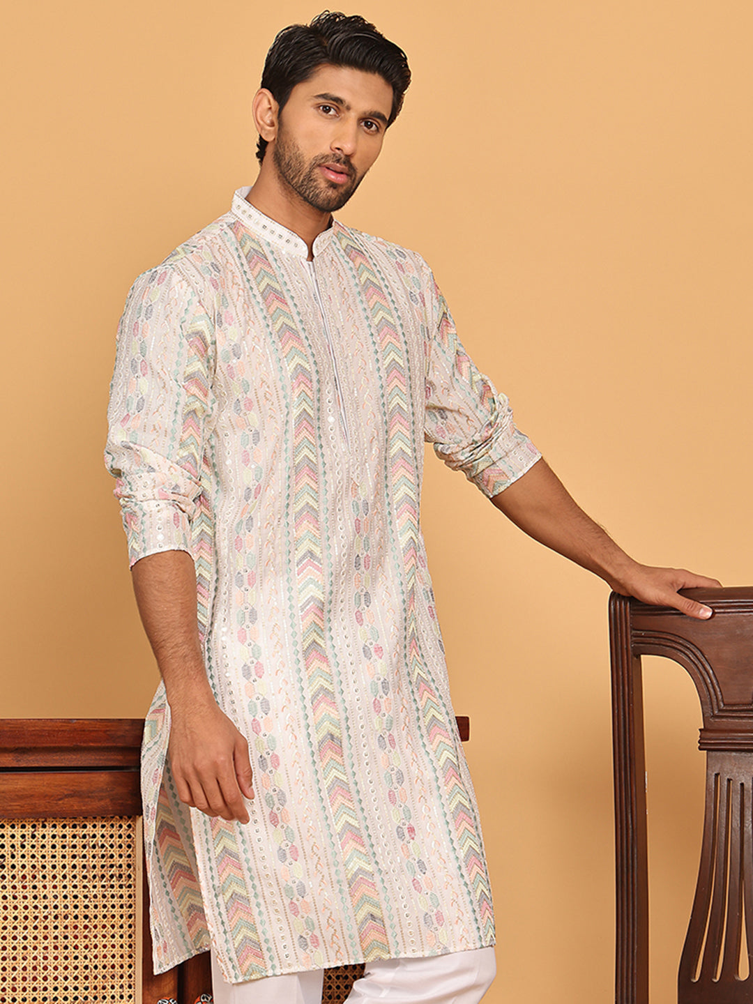 Embroidered And Sequins Kurtas For Men