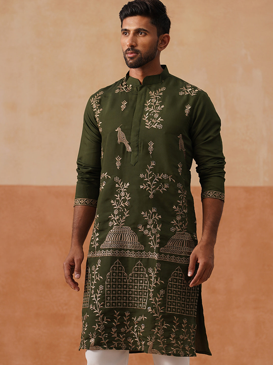 Silk Blend Embroidered Kurta