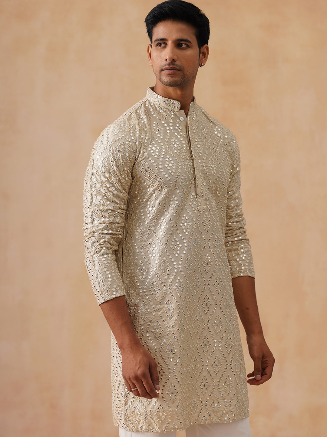 Silk Blend Embroidered Kurta