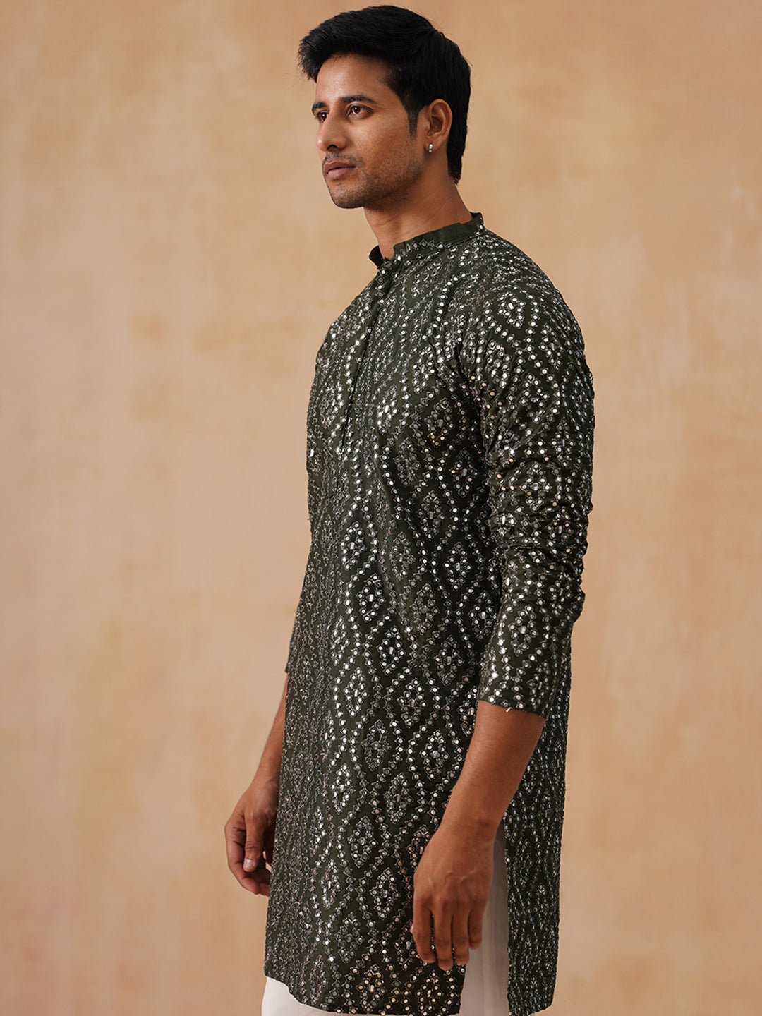 Silk Blend Embroidered Kurta