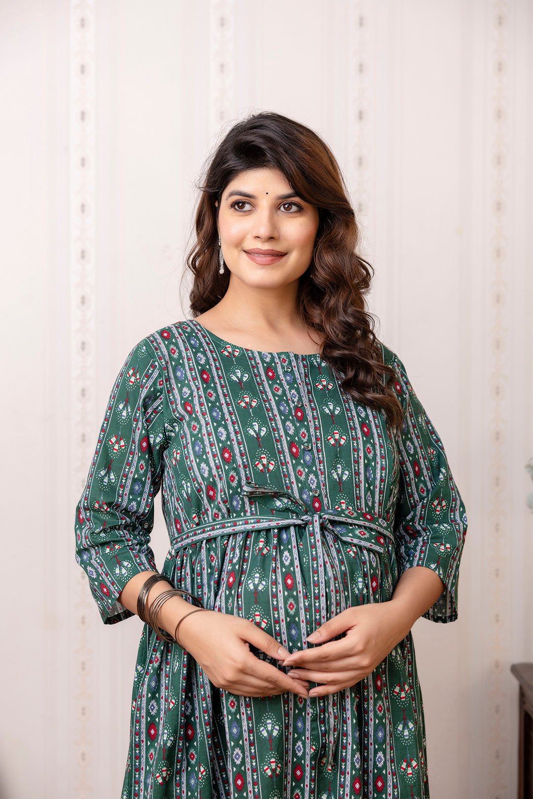 Green Printed Maternity Dress