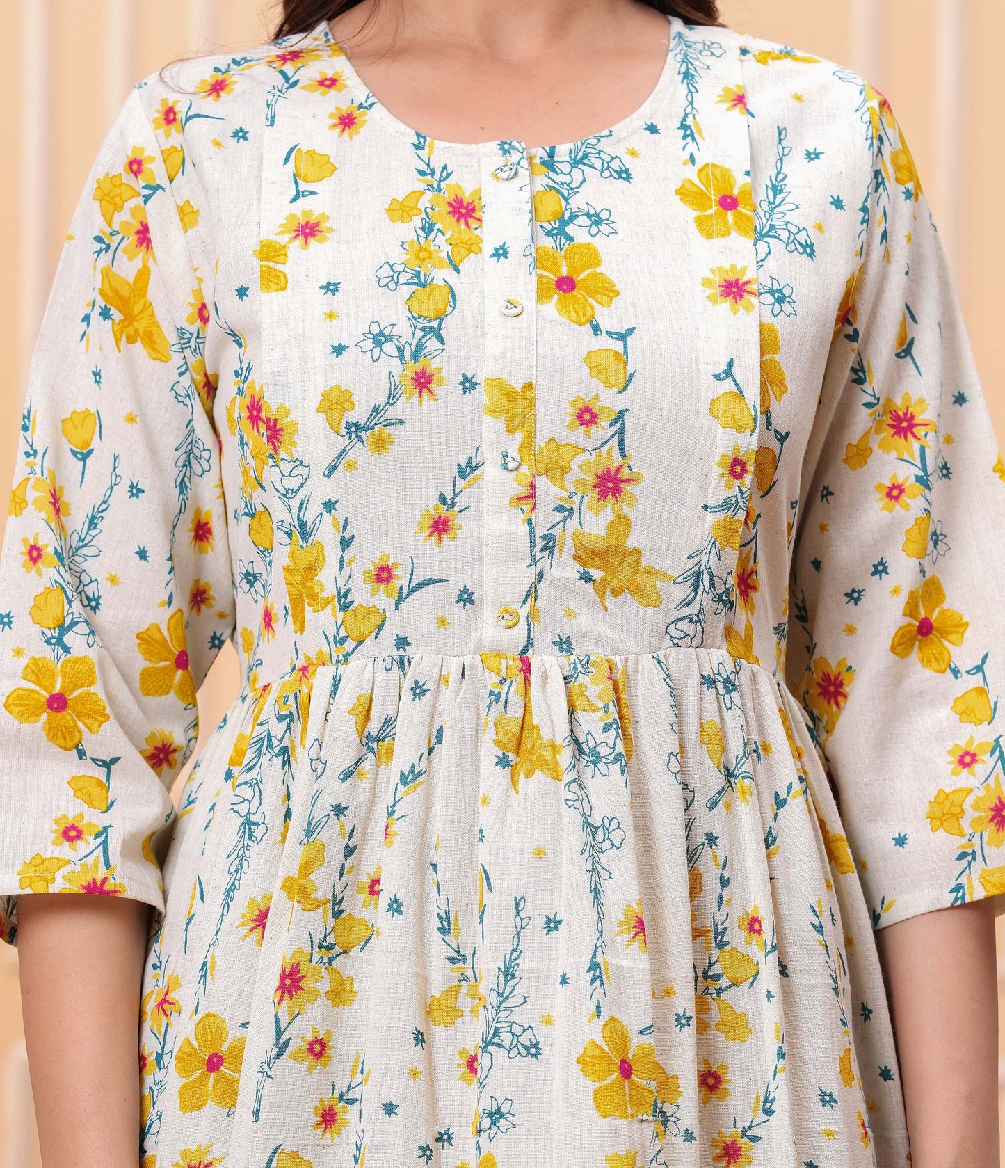 Floral Printed Flared Maternity Dress