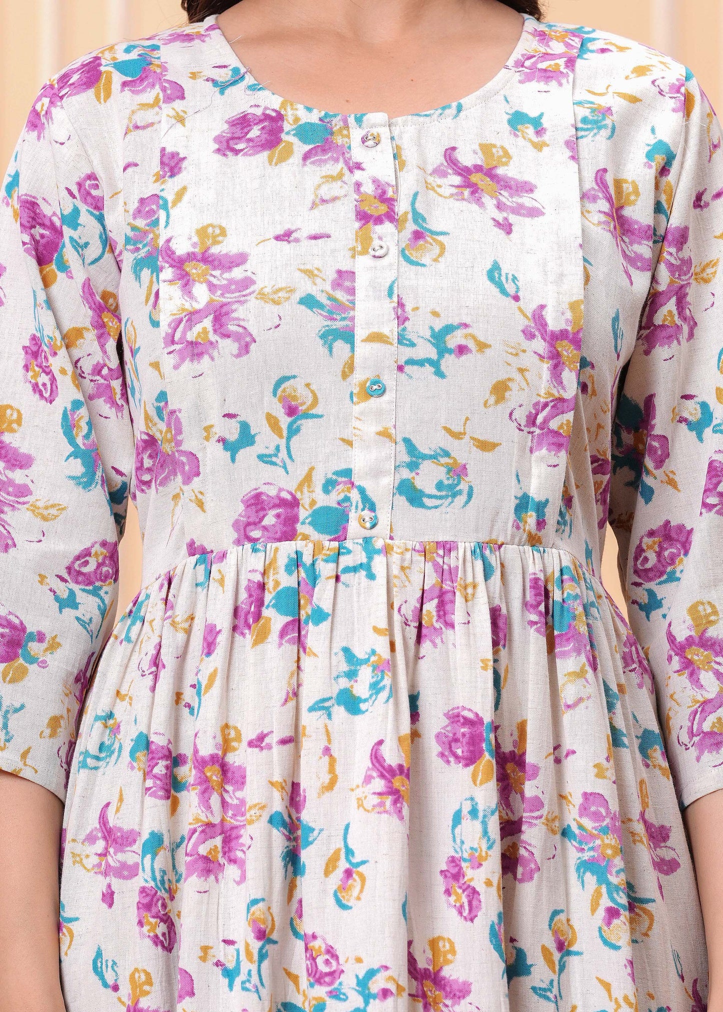 Floral Printed Flared Maternity Dress