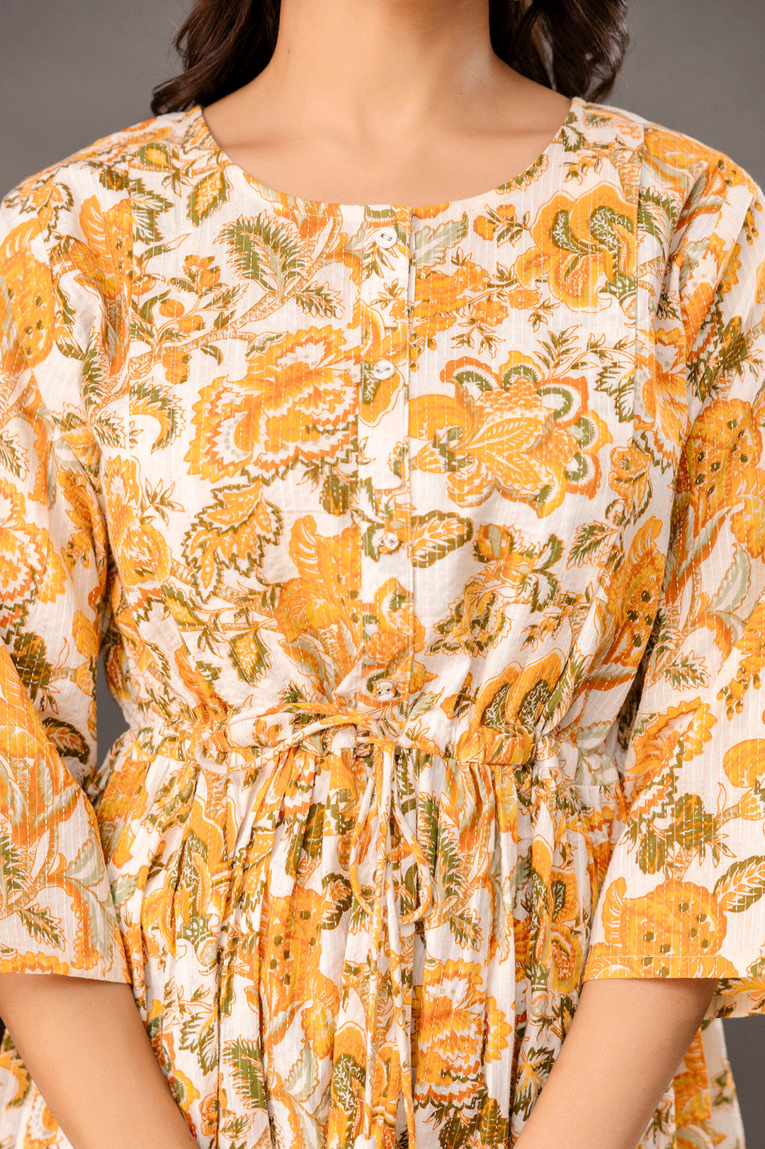 Yellow Printed Maternity Dress