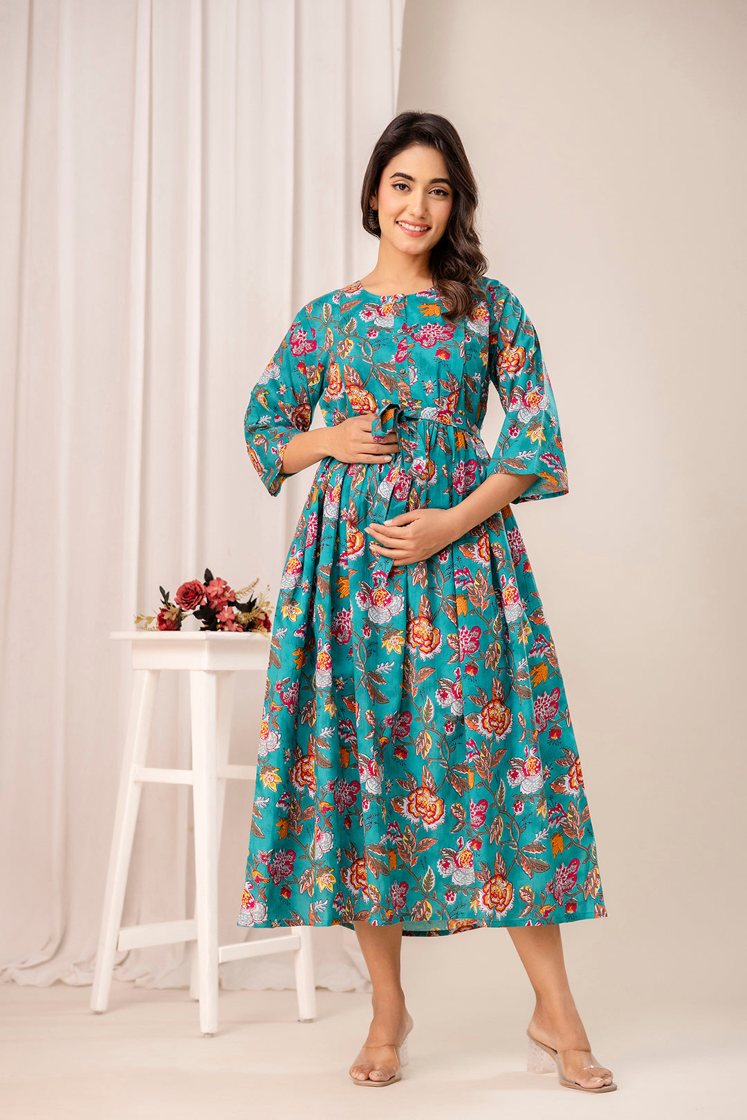 Floral Printed Maternity Dress