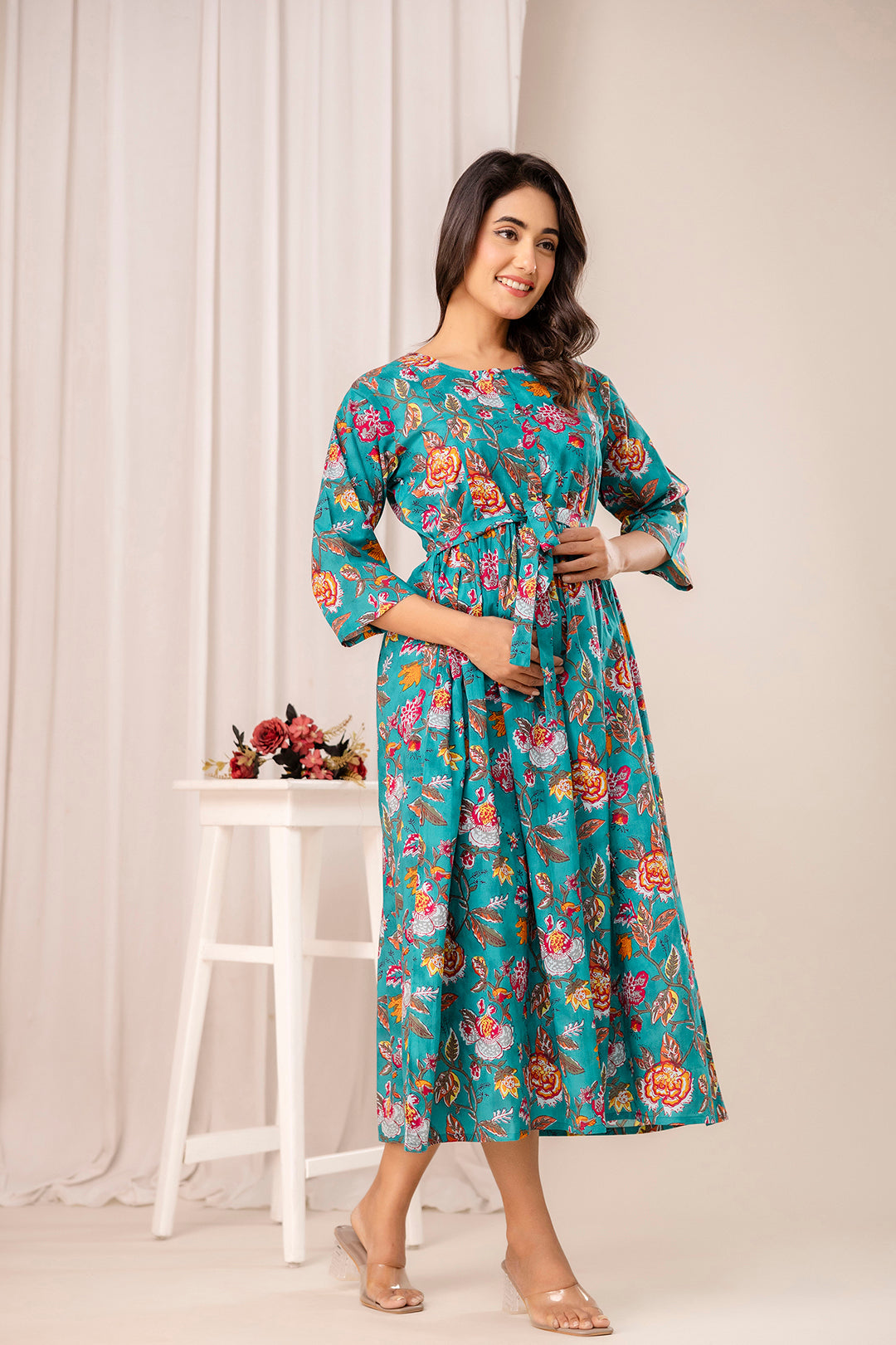 Floral Printed Maternity Dress