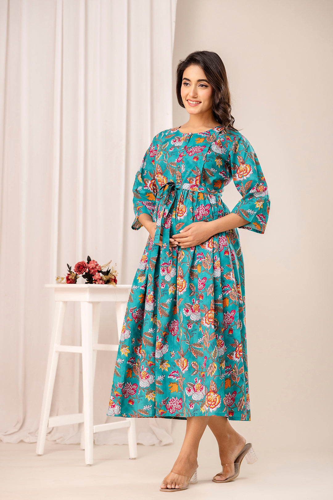 Floral Printed Maternity Dress