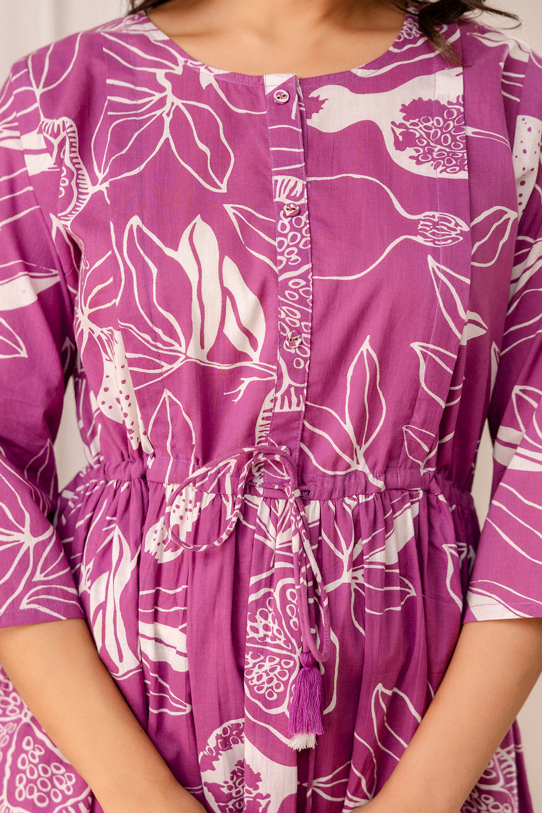 Lavender Printed Maternity Dress