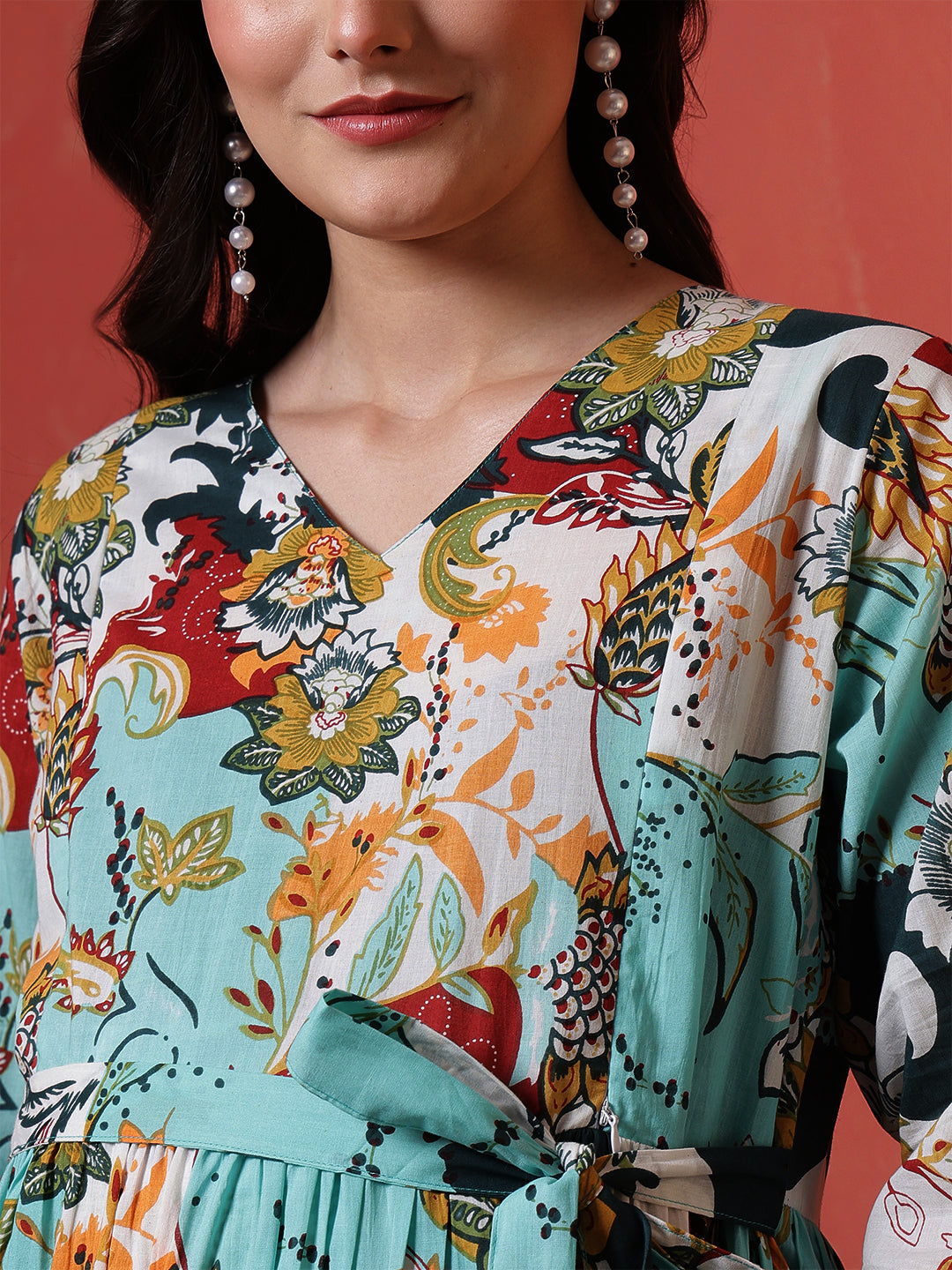 Multicolor Printed Maternity Dress