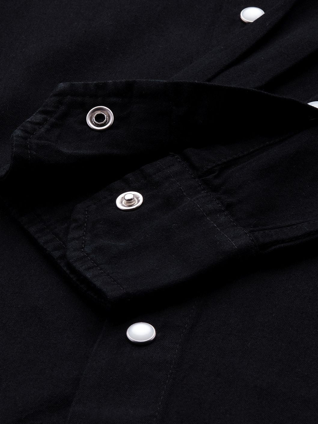 Men'S Black Tencel Elbow Patch Shirt