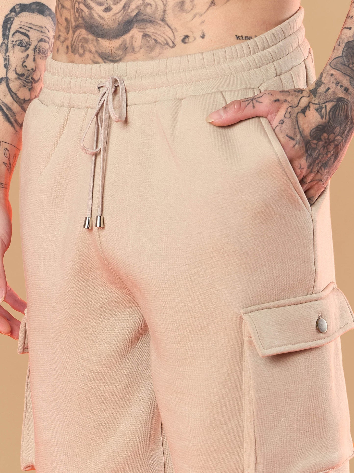 Men Taupe Chicago Oversized Zipper Hoodie With Joggers