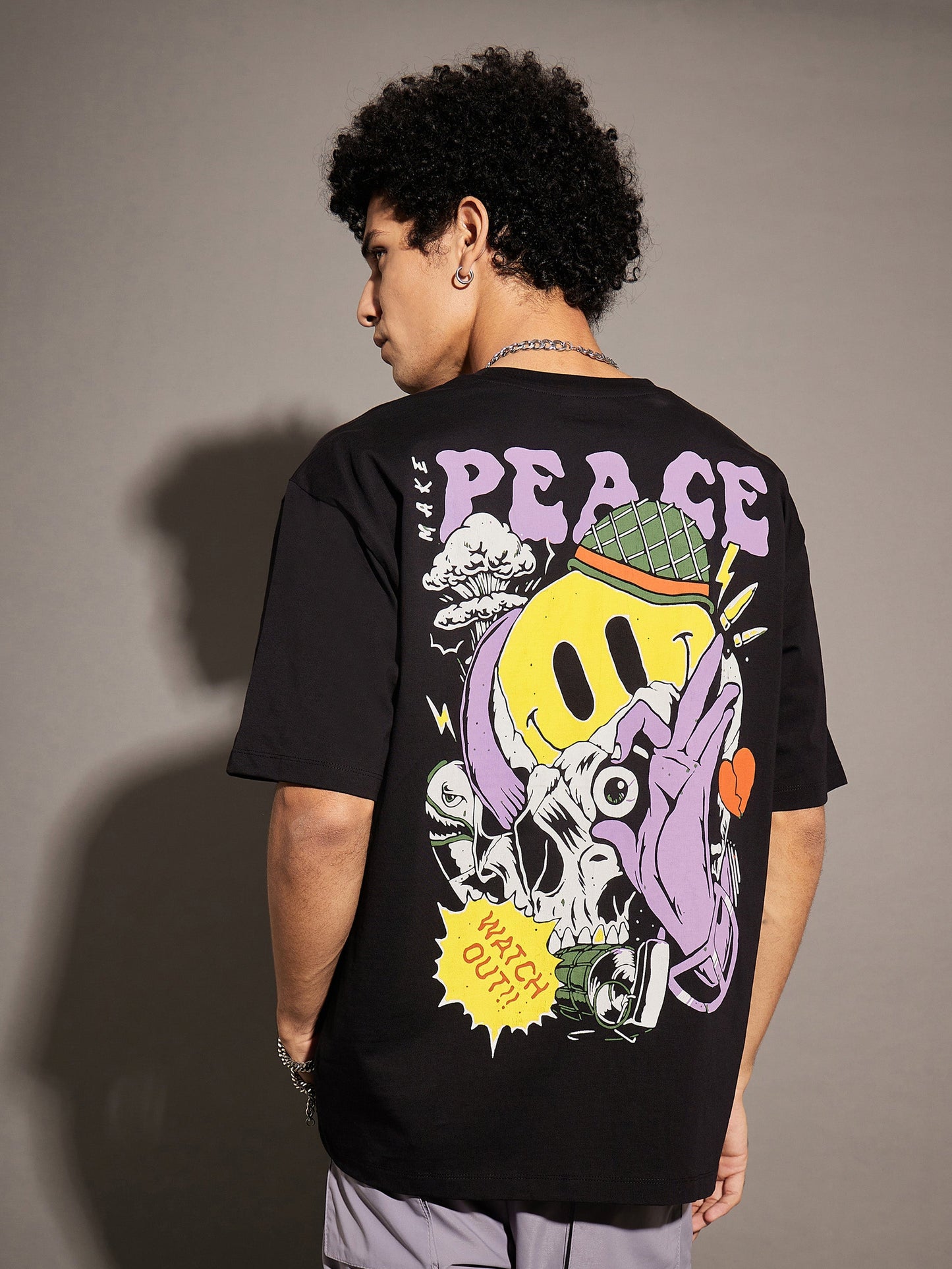 Unisex Black PEACE Oversized T-Shirt