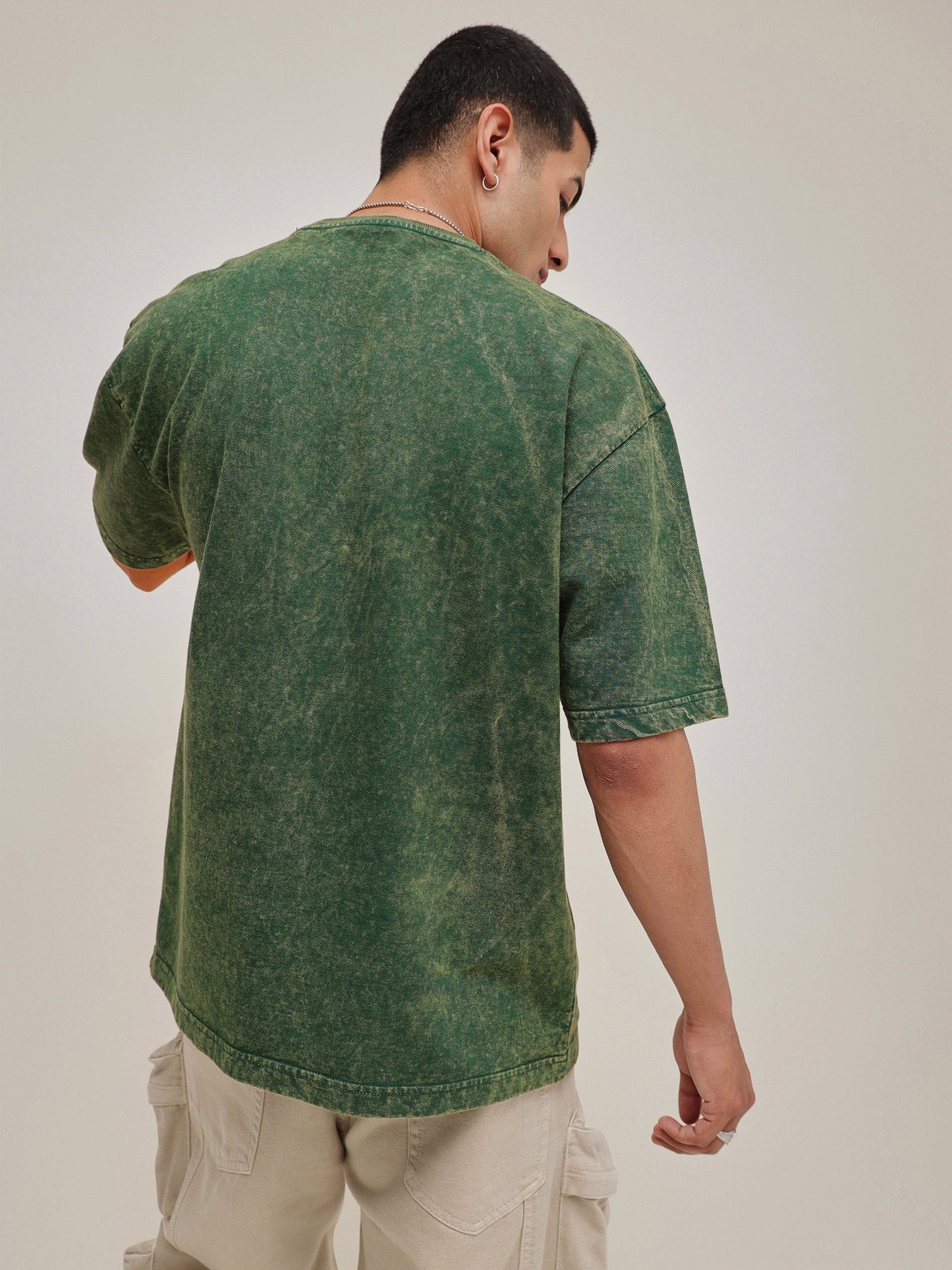 Men Emerald Green Overdye DARE TO BE DIFFERENT Oversize T-Shirt