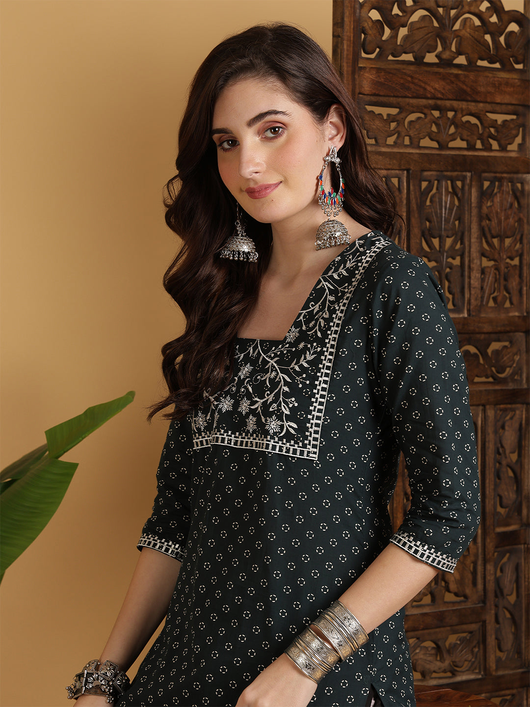 A-Line With White Embroidery Straight Kurta