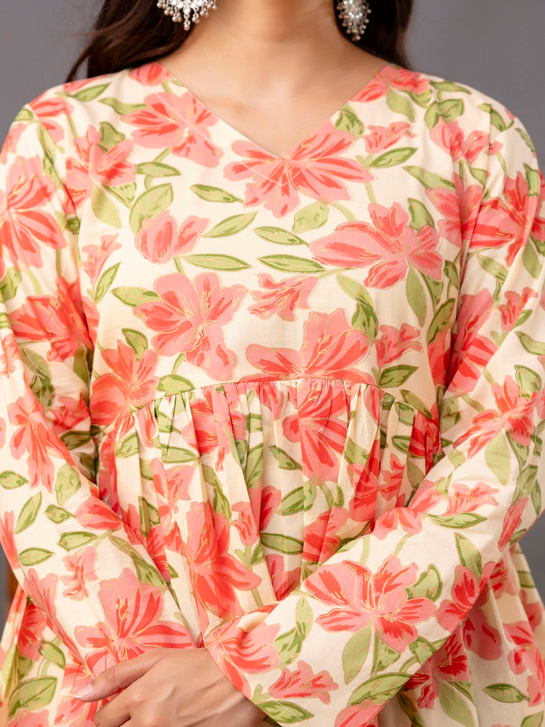 Printed Full-Length Sleeves Regular Pure Cotton Top