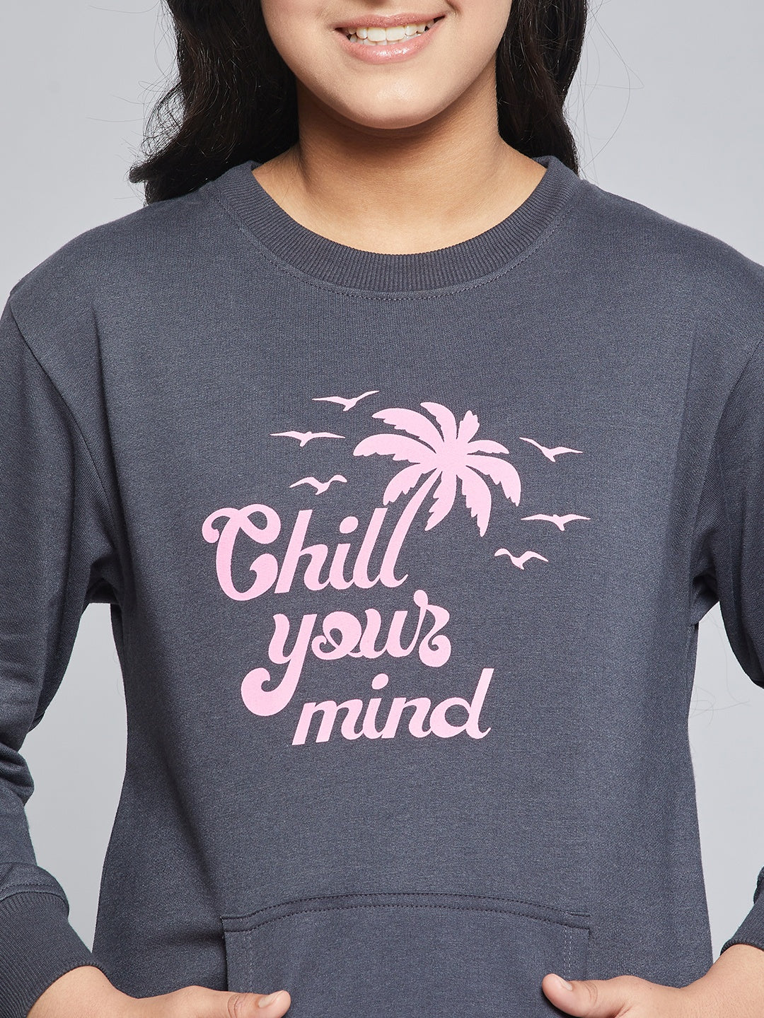 Girls Navy Terry CHILL Sweat Dress