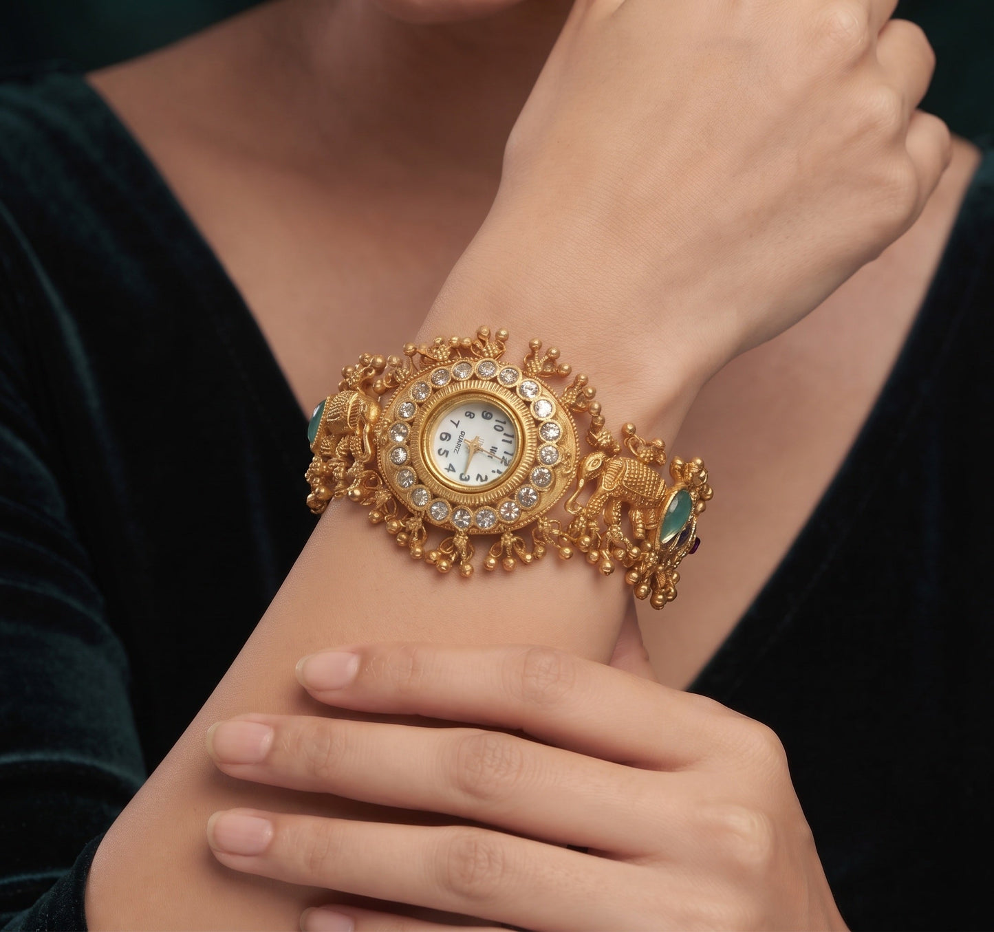 Gold Plated Fancy Diamod Trendy Watch Bracelet